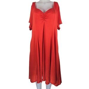 Torrid Beautiful Orange Ribbed Side Pockets Women's Skater Dress 3 - 3X